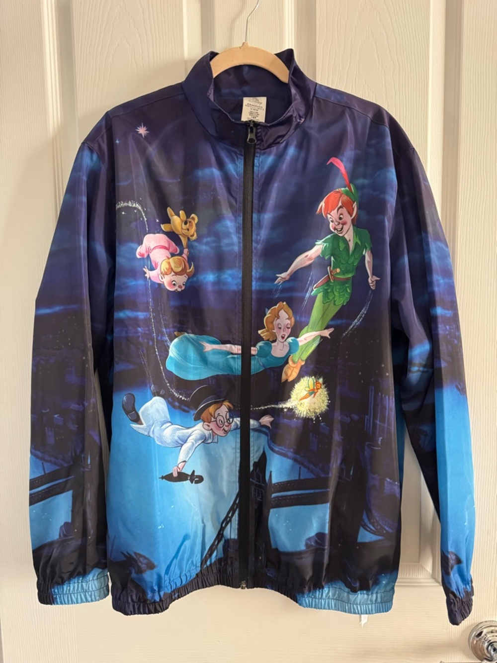 Disney Peter Pan Tinker Bell Windbreaker Jacket Size M Blue Full Zip Never Worn